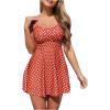 imageSOLY HUX Womens Tankini Swimsuits Polka Dots Twist Tummy Control Swim Dress with Shorts Two Piece Bathing SuitRed Polka Dots