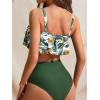 imageSOLY HUX Womens Two Piece Bathing Suit Tropical Print Flounce Ruched High Waisted Tankini SwimsuitsMulticoloured Tropical