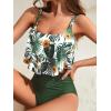 imageSOLY HUX Womens Two Piece Bathing Suit Tropical Print Flounce Ruched High Waisted Tankini SwimsuitsMulticoloured Tropical