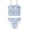 imageSOLY HUX Girls Summer Swimwear Spaghetti Strap Tankini Set Cut High Waist Bathing SuitsBlue and White