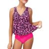 imageSOLY HUX Girls Tankini Set Leopard Print Ruffle Hem Two Piece Swimsuit Bikini Sets Bathing SuitsHotpink Leopard