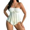 imageSOLY HUX Tankini Swimsuits for Women Drawstring Halter Bikini Two Piece Bathing SuitsSolid Beige