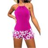imageSOLY HUX Tankini Swimsuits for Women Halter Tops and Floral Print Shorts Bathing Suits Two Piece SwimsuitHotpink Floral