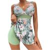imageSOLY HUX Tankini Swimsuits for Women Tropical Print V Neck Tops and Shorts Bathing Suits Two Piece SwimsuitMint Green Floral