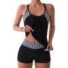imageSOLY HUX Womens Beachwear Tankini Bathing Suits Swim Tank Top with Boy Shorts Two Piece SwimsuitBlack Striped