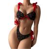 imageSOLY HUX Womens Bikini Sets Cute Print Lace Up String Bathing Suits Tie Shoulder Two Piece SwimsuitsBlack Cherry