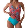 imageSOLY HUX Womens Floral Print Bikini Tankini Criss Cross Tie Back Bathing Suit Two Piece SwimsuitMulticoloured Floral