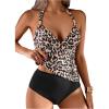 imageSOLY HUX Womens Leopard Print Tankini Swimsuits Halter Tie Back Bathing Suit Two Piece SwimsuitMulticoloured Leopard