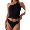 imageSOLY HUX Womens One Shoulder Bikini Tankini Bathing Suit Two Piece SwimsuitPlain Black