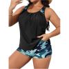 imageSOLY HUX Womens Plus Size Tankini Set Floral Print Tops and Shorts Bikini Bathing Suits 2 Piece SwimsuitBlue Camo Printed