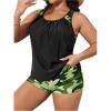imageSOLY HUX Womens Plus Size Tankini Set Floral Print Tops and Shorts Bikini Bathing Suits 2 Piece SwimsuitGreen Camo Printed