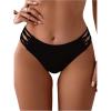 imageSOLY HUX Womens Strappy Swimsuit Bottom Full Coverage Low Waisted Bikini BriefsBlack