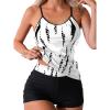 imageSOLY HUX Womens Tankini Set Tie Dye Tops and Shorts Bikini Bathing Suits Two Piece SwimsuitBlack and White Print