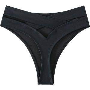 imageSOLY HUX Womens Criss Cross Cut Out Back Bikini Bottoms Swimsuit BeachwearPlain Black