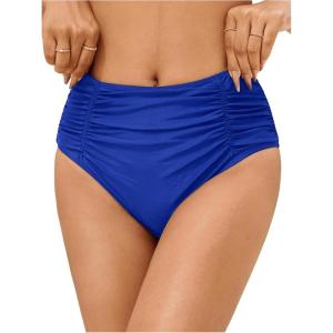 imageSOLY HUX Womens Ruched Bikini Bottoms Tummy Control Swimsuit BottomsPlain Royal Blue