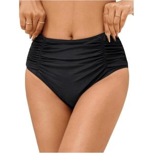 imageSOLY HUX Womens Ruched Bikini Bottoms Tummy Control Swimsuit BottomsSolid Black