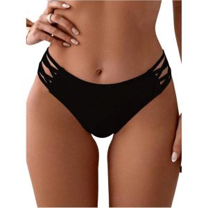 imageSOLY HUX Womens Strappy Swimsuit Bottom Full Coverage Low Waisted Bikini BriefsBlack