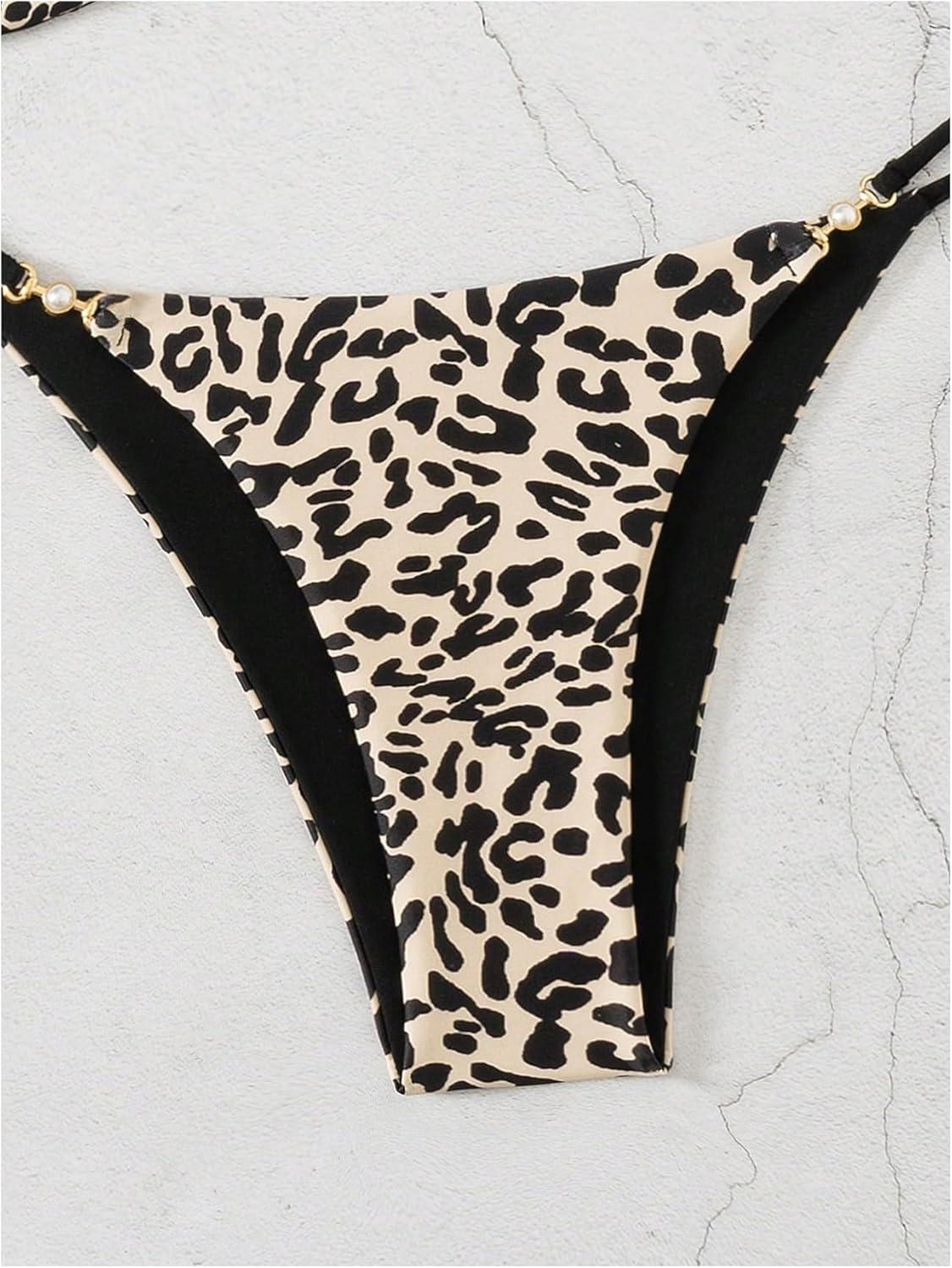 imageSOLY HUX Bathing Suit for Women Leopard Print Bikini Sets Two Piece SwimsuitMulti Leopard Print