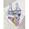 imageSOLY HUX Bathing Suit for Women Boho Paisley Print Tie Front Cut Out Swimsuit Two Piece Bikini SetsBlue Paisley