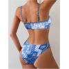 imageSOLY HUX Bathing Suit for Women Boho Paisley Print Tie Front Cut Out Swimsuit Two Piece Bikini SetsBlue Printed