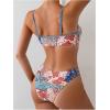 imageSOLY HUX Bathing Suit for Women Boho Paisley Print Tie Front Cut Out Swimsuit Two Piece Bikini SetsMulticoloured Print