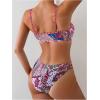 imageSOLY HUX Bathing Suit for Women Boho Paisley Print Tie Front Cut Out Swimsuit Two Piece Bikini SetsRed Printed