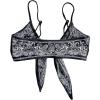 imageSOLY HUX Bikini Tops for Women Paisley Print Tie Front Swimsuit Bathing Suit TopsBlack and White Paisley