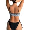 imageSOLY HUX Bikini Tops for Women Paisley Print Tie Front Swimsuit Bathing Suit TopsBlack and White Paisley