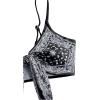 imageSOLY HUX Bikini Tops for Women Paisley Print Tie Front Swimsuit Bathing Suit TopsBlack and White Paisley