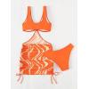 imageSOLY HUX Tankini Swimsuits for Women Allover Print V Neck Cut Out Drawstring Side Bathing Suits Two Piece SwimsuitOrange Print