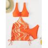 imageSOLY HUX Tankini Swimsuits for Women Allover Print V Neck Cut Out Drawstring Side Bathing Suits Two Piece SwimsuitOrange Print