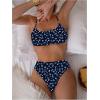imageSOLY HUX Womens 2 Piece Bathing Suit Floral Print High Waisted Scoop Neck Cute Bikini Set BeachwearDark Blue Floral