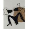 imageSOLY HUX Womens Bathing Suit Ring Linked High Cut String Bikini Set Tie Side Thong Two Piece SwimsuitSolid Black