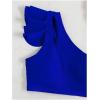 imageSOLY HUX Womens Bathing Suits Ruffle Trim One Shoulder High Waisted Bikini Sets Two Piece SwimsuitSolid Royal Blue
