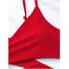 imageSOLY HUX Womens Bikini Set Criss Cross Wrap V Neck High Waisted Swimsuits 2 Piece Bathing SuitPlain Red