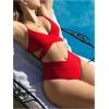 imageSOLY HUX Womens Bikini Set Criss Cross Wrap V Neck High Waisted Swimsuits 2 Piece Bathing SuitPlain Red