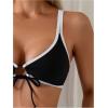imageSOLY HUX Womens Bikini Top Contrast Binding Tie Front Spaghetti Strap Bathing Suit Tops SwimsuitBlack and White
