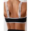 imageSOLY HUX Womens Bikini Top Contrast Binding Tie Front Spaghetti Strap Bathing Suit Tops SwimsuitBlack and White