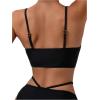 imageSOLY HUX Womens Bikini Top Spaghetti Strap V Neck Bathing Suit Tops SwimsuitSolid Black