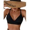 imageSOLY HUX Womens Bikini Top Spaghetti Strap V Neck Bathing Suit Tops SwimsuitSolid Black