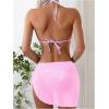 imageSOLY HUX Womens Floral Print Cheeky Swimsuit Triangle Halter Bikini Set with Cover Up Wraps 3 Piece SetPink Floral