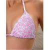 imageSOLY HUX Womens Floral Print Cheeky Swimsuit Triangle Halter Bikini Set with Cover Up Wraps 3 Piece SetPink Floral