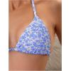 imageSOLY HUX Womens Floral Print Cheeky Swimsuit Triangle Halter Bikini Set with Cover Up Wraps 3 Piece SetRoyal Blue