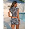 imageSOLY HUX Womens Floral Print Halter Top and Shorts Bikini Bathing Suits 3 Piece Swimsuit with Cover Up TopBlack Flowers