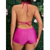 imageSOLY HUX Womens Floral Print Halter Top and Shorts Bikini Bathing Suits 3 Piece Swimsuit with Cover Up TopHot Pink Flowers