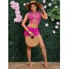 imageSOLY HUX Womens Floral Print Halter Top and Shorts Bikini Bathing Suits 3 Piece Swimsuit with Cover Up TopHot Pink Flowers