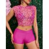 imageSOLY HUX Womens Floral Print Halter Top and Shorts Bikini Bathing Suits 3 Piece Swimsuit with Cover Up TopHot Pink Flowers