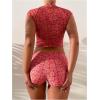 imageSOLY HUX Womens Floral Print Halter Top and Shorts Bikini Bathing Suits 3 Piece Swimsuit with Cover Up TopOrange Floral