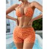imageSOLY HUX Womens Floral Print Halter Top and Shorts Bikini Bathing Suits 3 Piece Swimsuit with Cover Up TopOrange Flowers