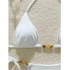 imageSOLY HUX Womens Halter Triangle Bathing Suit String Bikini Set Tie Side Two Piece SwimsuitSolid White Velvet